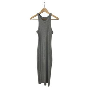 Easy Standard Ribbed Sleeveless Grey Tank Midi Dress XS
